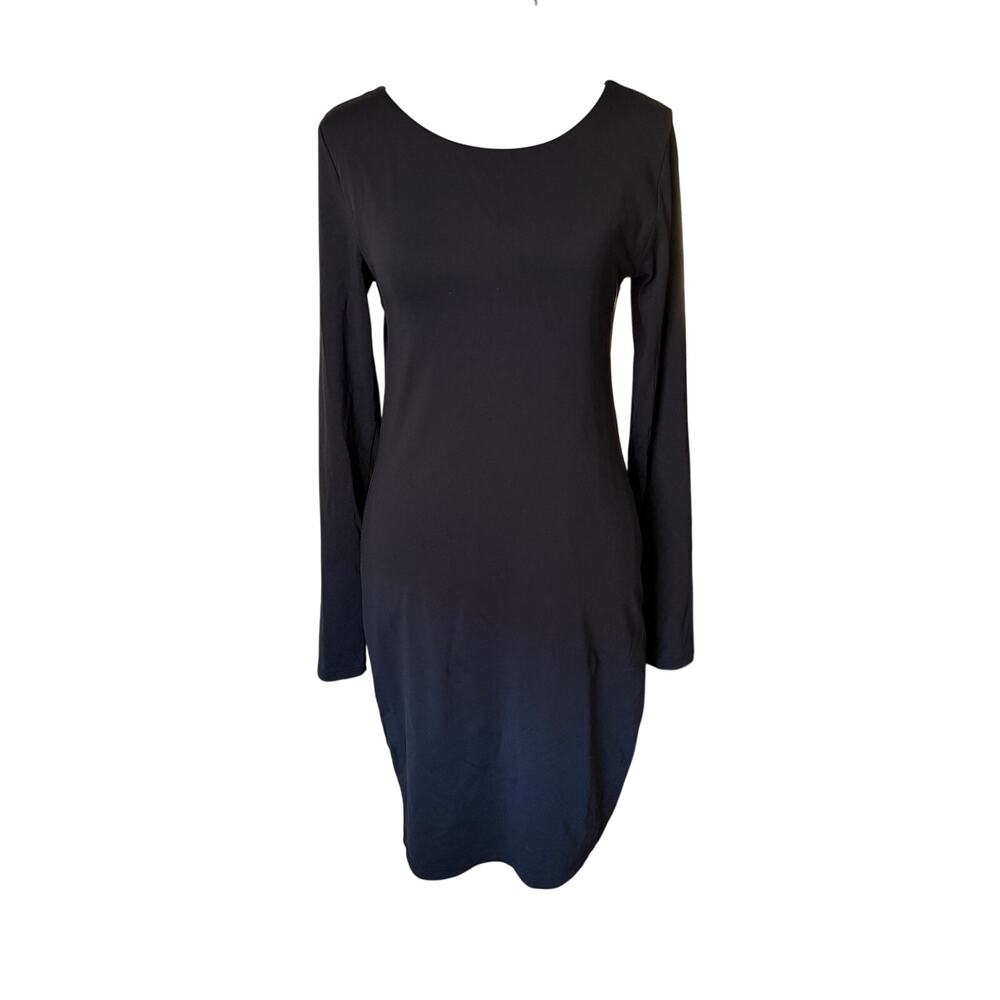 Aritzia Babaton Womens Large Contour Boatneck Mini Dress Black Long Sleeve Mini
